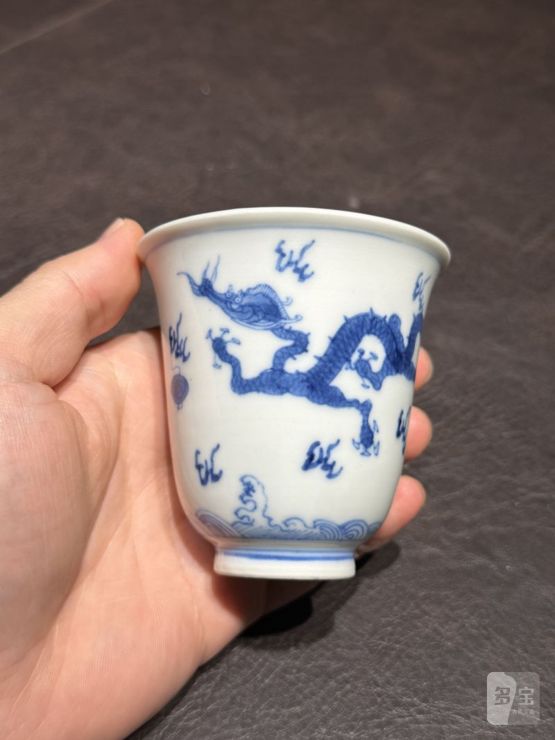 清雍正 青花双龙赶珠纹铃铛杯 - 图22